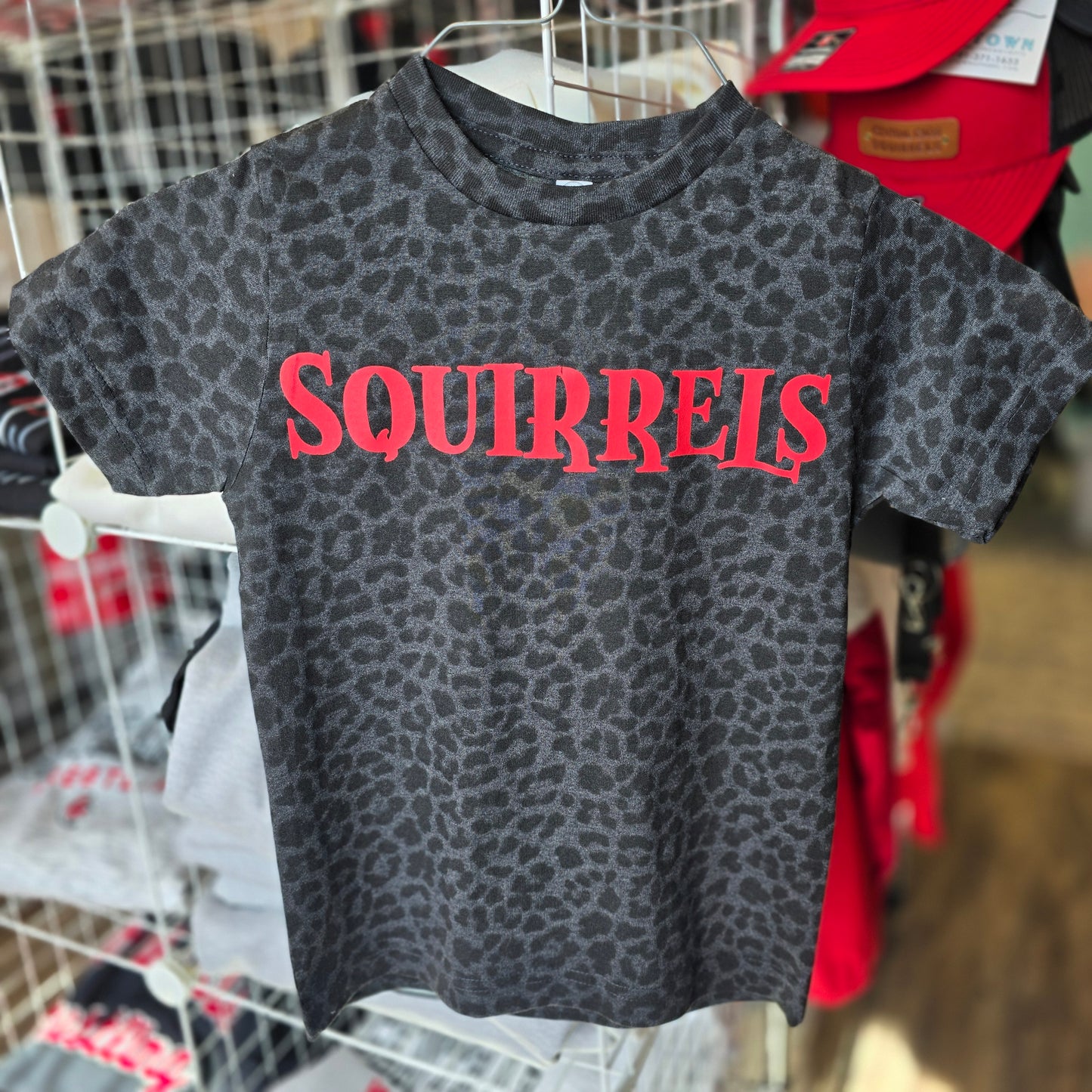 Girls Squirrel Puffy Leopard Tee