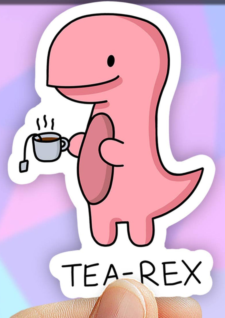 Tea-Rex Sticker, Tea Dinosaur decal, funny Cute Vinyl laptop