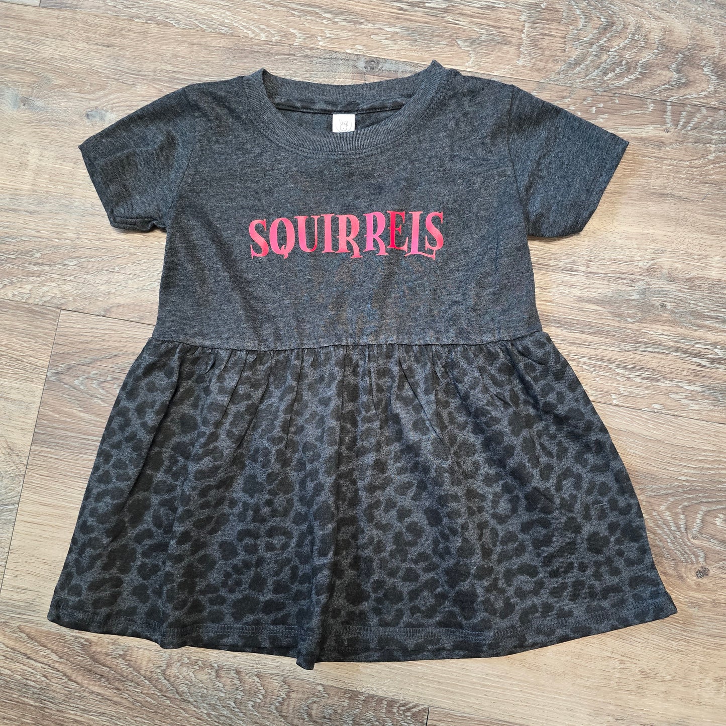Girls Squirrel Puffy Leopard Tee